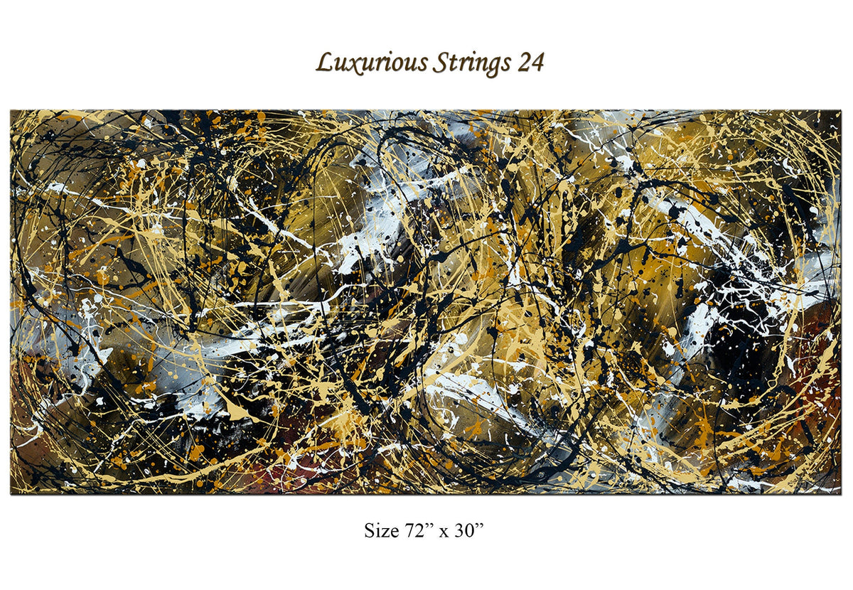 Original Abstract Wall Art Painting modern fine art Home Decor Jackson Pollock Style on Canvas - Luxurious Strings 24