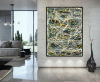 Large Original Abstract Painting modern fine Art Home Decor Jackson Pollock Style on Canvas - Luxurious Strings 16