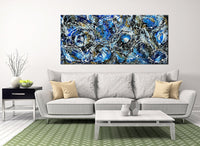 Large Original Abstract Painting modern fine Art Home Decor Jackson Pollock Style on Canvas - Luxurious Strings 14