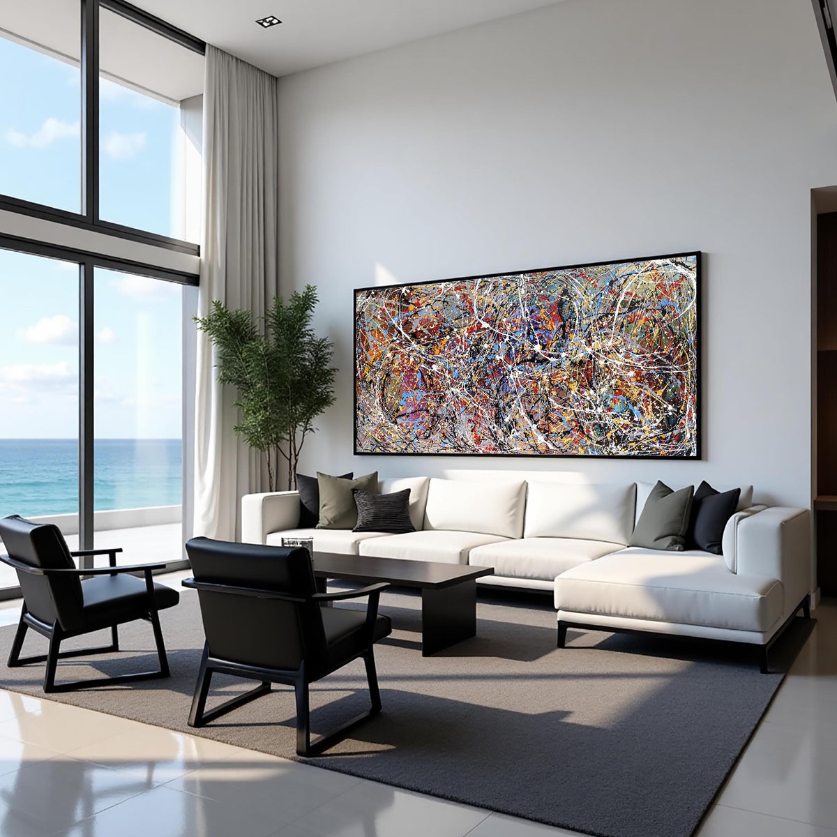 Jackson Pollock Style Abstract Painting – Large Original Acrylic Splatter Art, Handmade Drip Painting on Canvas, Modern Wall Decor