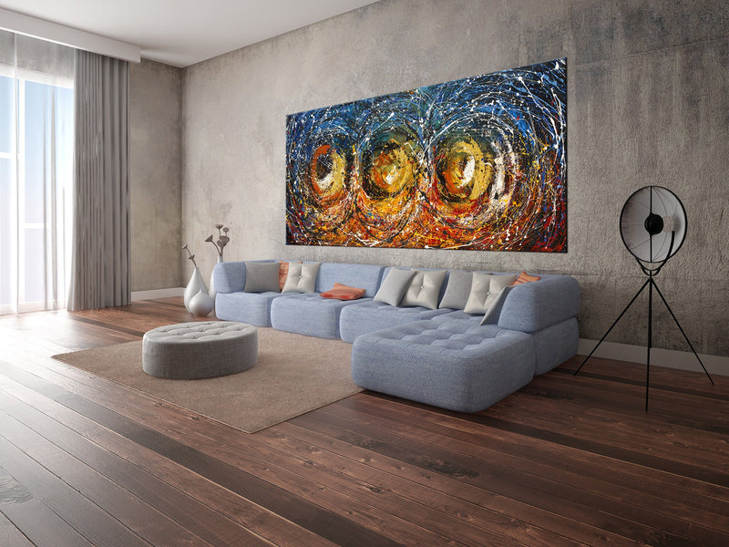 Original Abstract Wall Art Painting modern fine art Home Decor Jackson Pollock Style on Canvas - Luxurious Strings 25