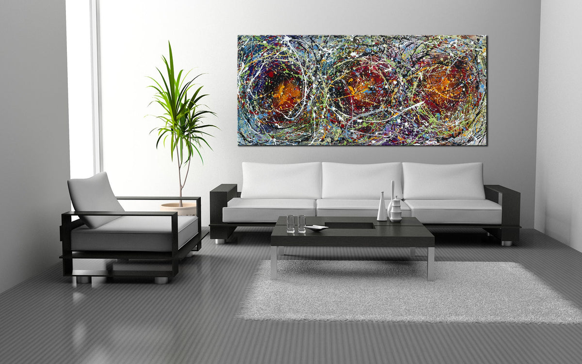 Original Abstract Wall Art Painting modern fine art Home Decor Jackson Pollock Style on Canvas - Luxurious Strings 23