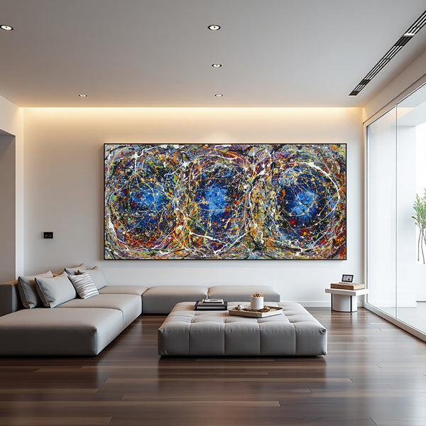 Original Abstract Wall Art Painting modern fine art Home Decor Jackson Pollock Style on Canvas - Luxurious Strings 21