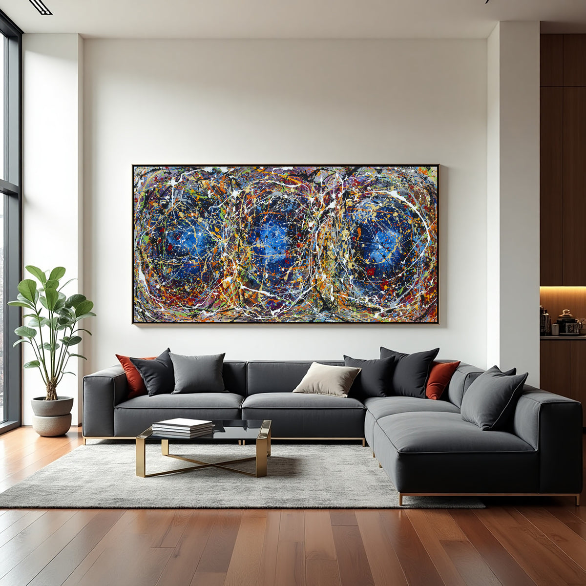 Original Abstract Wall Art Painting modern fine art Home Decor Jackson Pollock Style on Canvas - Luxurious Strings 21