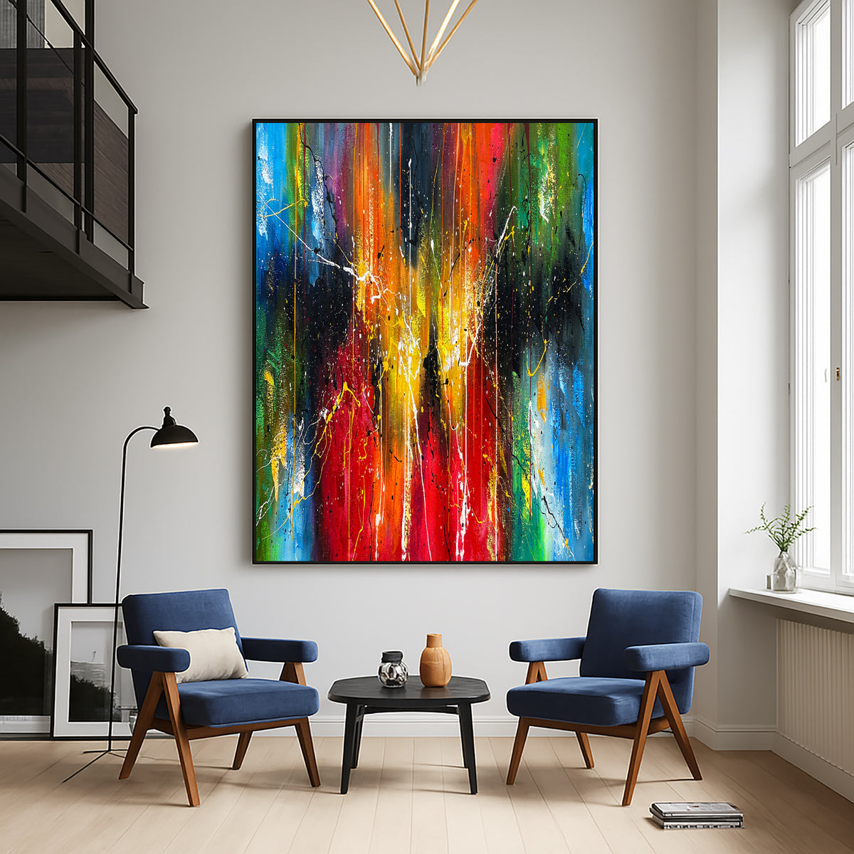 Golden Amber Abstract Painting on Canvas