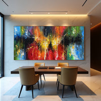 Blue Expressive Abstract Painting on Canvas