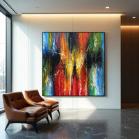 Golden Amber Abstract Painting on Canvas