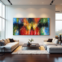 Blue Expressive Abstract Painting on Canvas