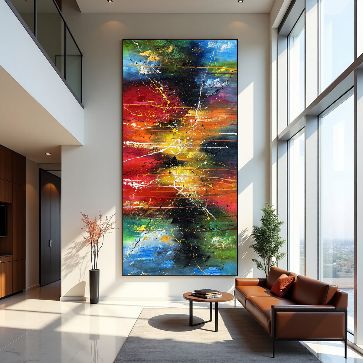Blue Expressive Abstract Painting on Canvas