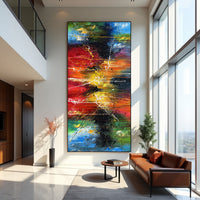 Blue Expressive Abstract Painting on Canvas