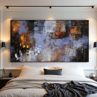 Blue Brown Abstract Painting on Canvas – Original Hand-Painted Modern Wall Art