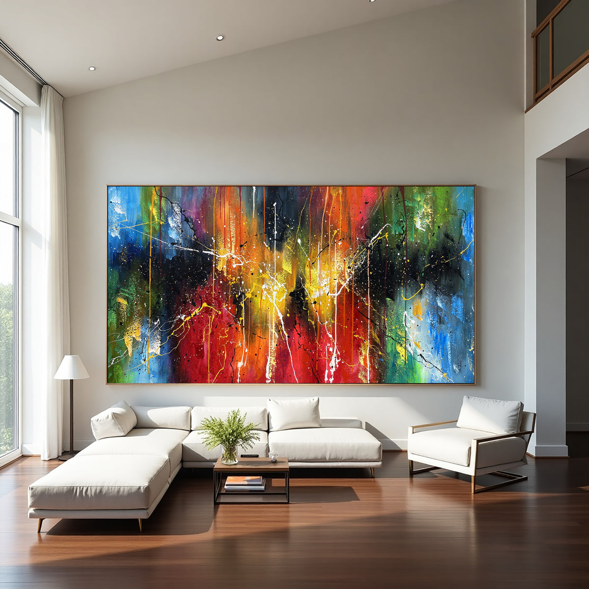 Golden Amber Abstract Painting on Canvas