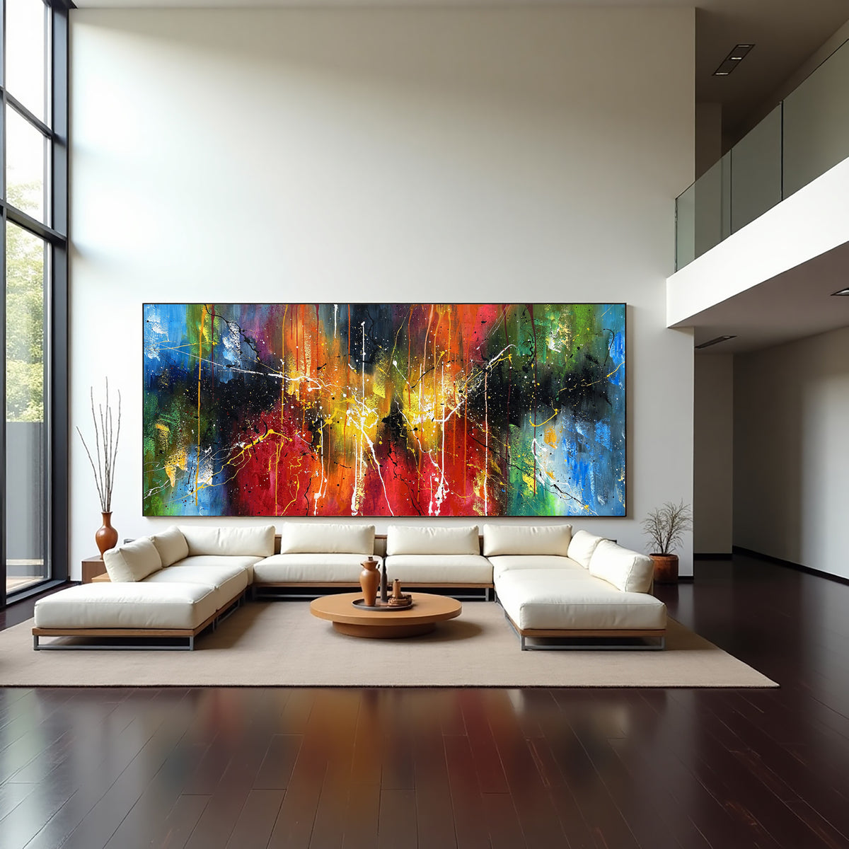Blue Expressive Abstract Painting on Canvas