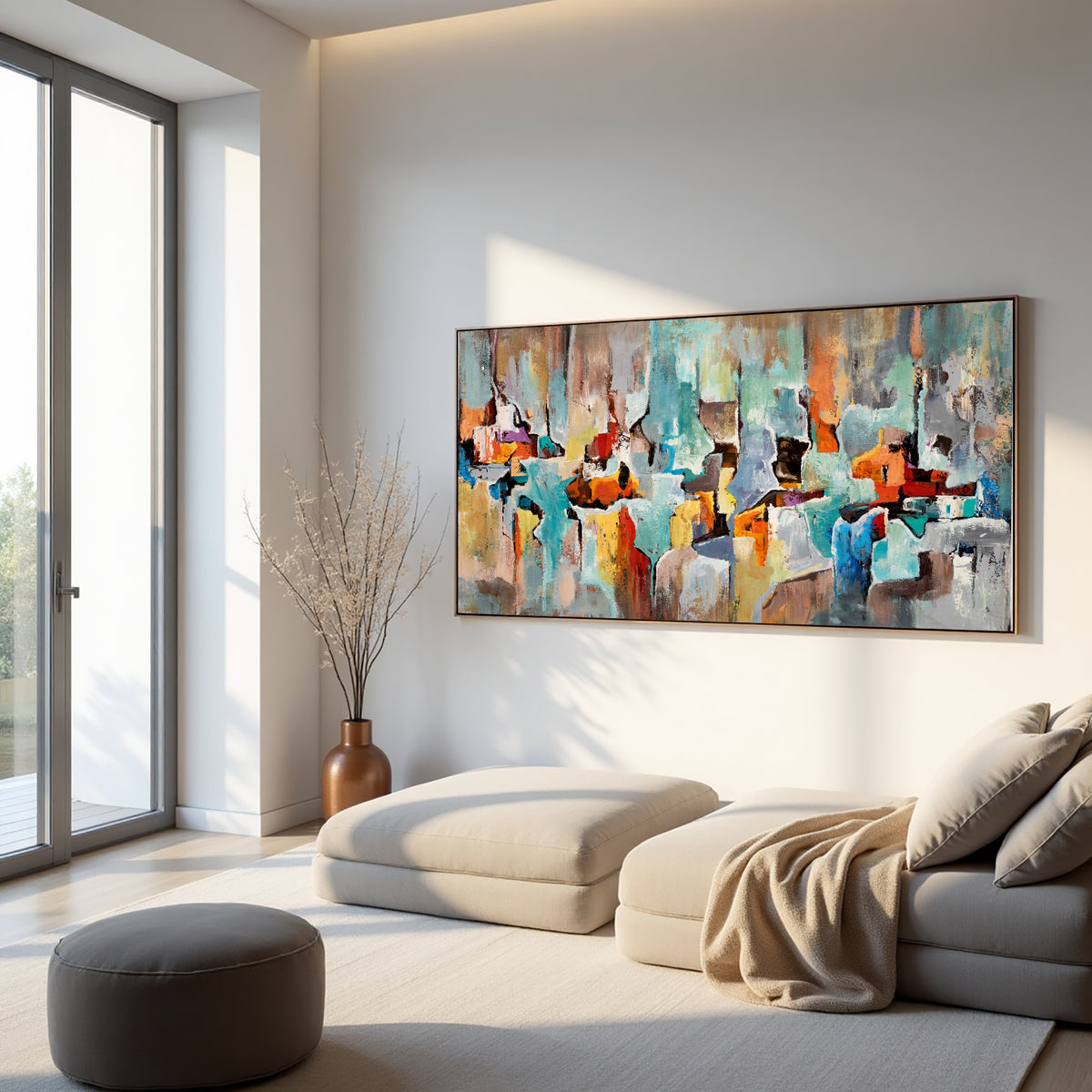 Bold Colorful Abstract Painting on Canvas – Original Hand-Painted Statement Wall Art