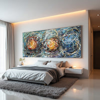 Colorful Abstract Drip Painting on Canvas – Original Hand-Painted Modern Wall Art - (Luxurious Strings 01)