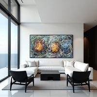 Colorful Abstract Drip Painting on Canvas – Original Hand-Painted Modern Wall Art - (Luxurious Strings 01)