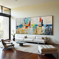 Blue Abstract Cityscape Painting