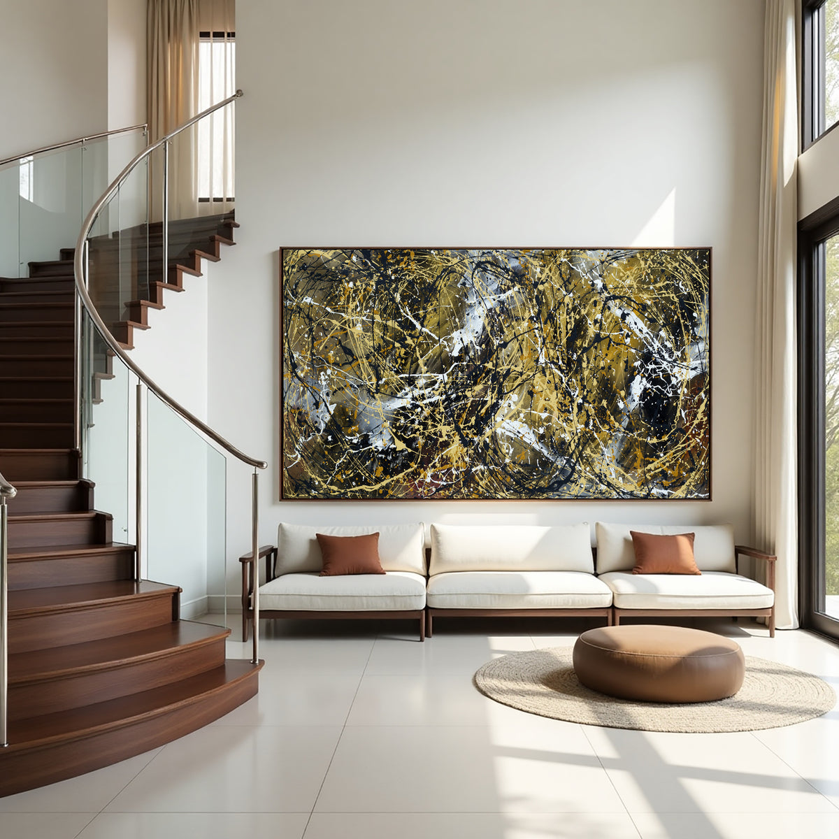 Original Abstract Wall Art Painting modern fine art Home Decor Jackson Pollock Style on Canvas - Luxurious Strings 28