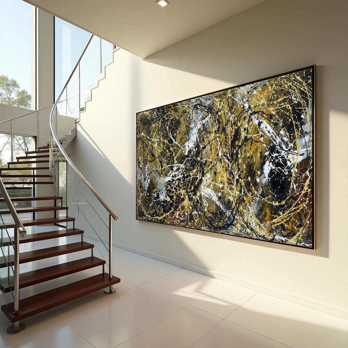 Original Abstract Wall Art Painting modern fine art Home Decor Jackson Pollock Style on Canvas - Luxurious Strings 28