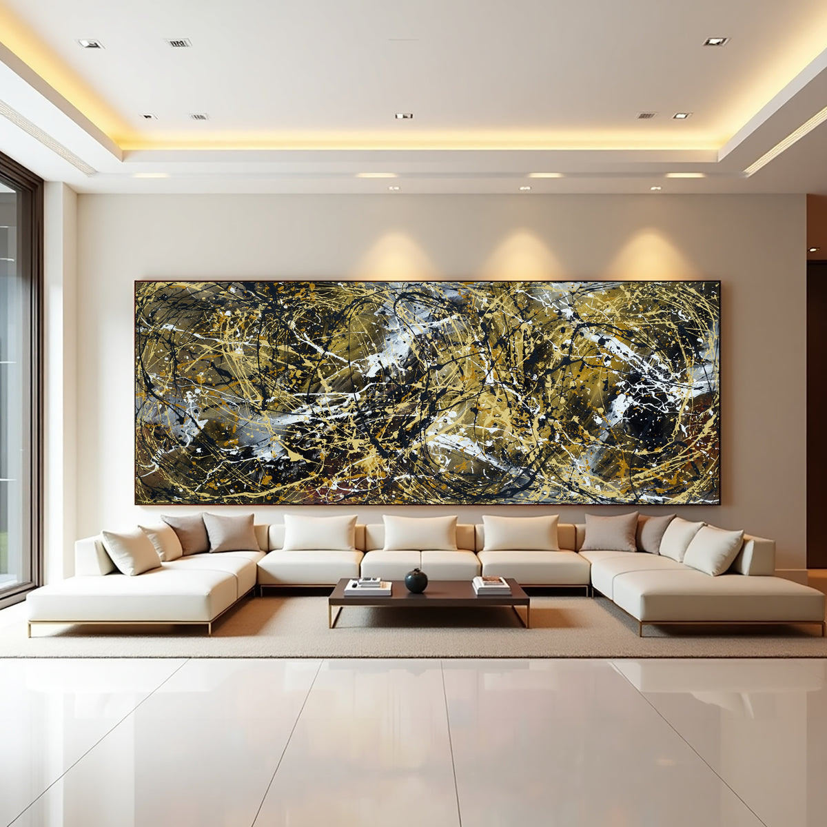 Original Abstract Wall Art Painting modern fine art Home Decor Jackson Pollock Style on Canvas - Luxurious Strings 28