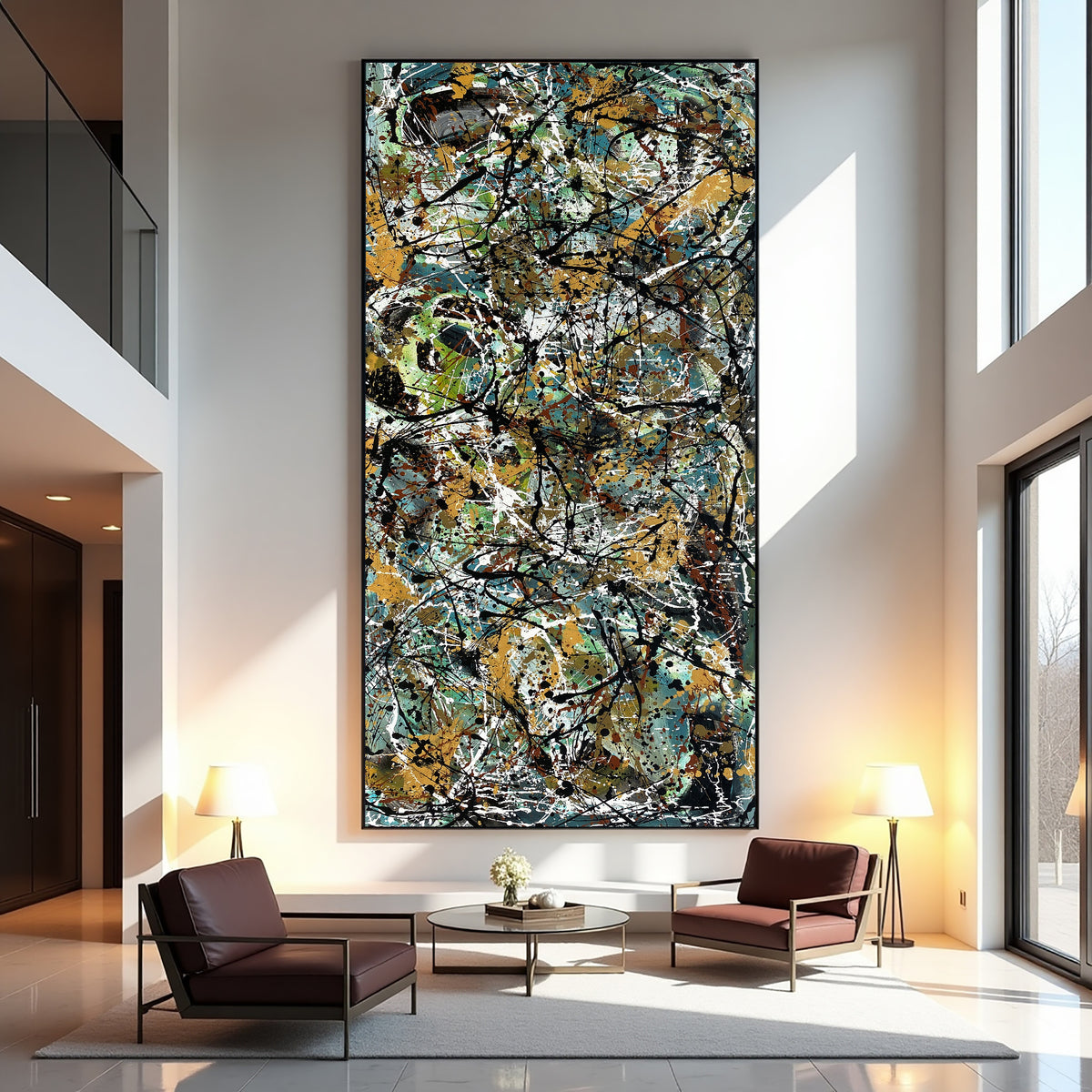 Original Abstract Wall Art Painting modern fine art Home Decor Jackson Pollock Style on Canvas - Luxurious Strings 26