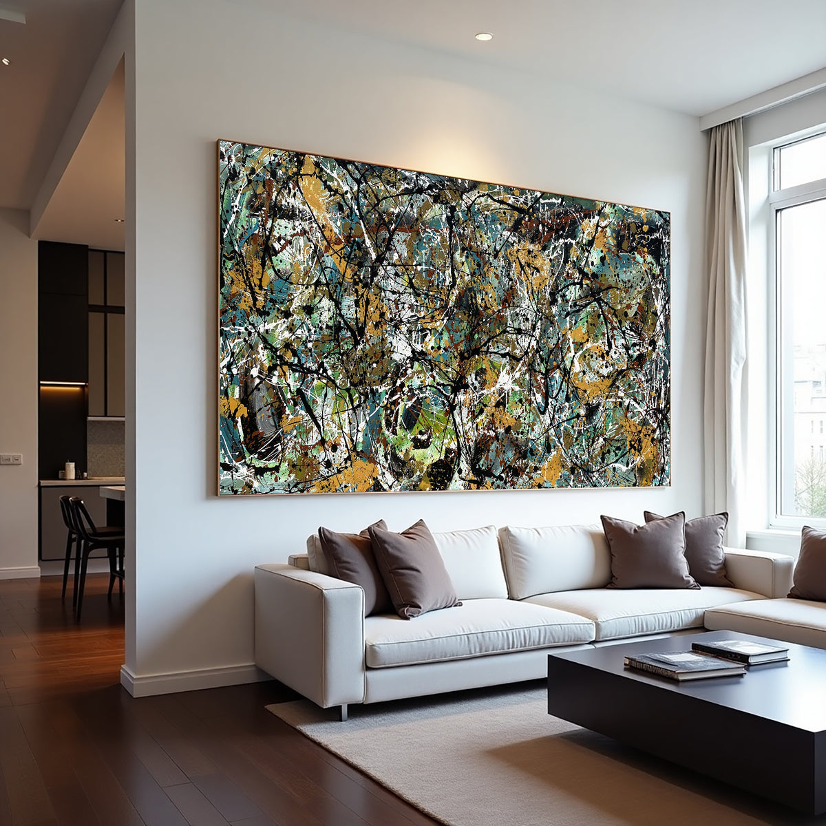 Original Abstract Wall Art Painting modern fine art Home Decor Jackson Pollock Style on Canvas - Luxurious Strings 26