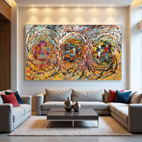 Jackson Pollock–Inspired Abstract Drip Painting on Canvas – Hand Painted Modern Wall Art