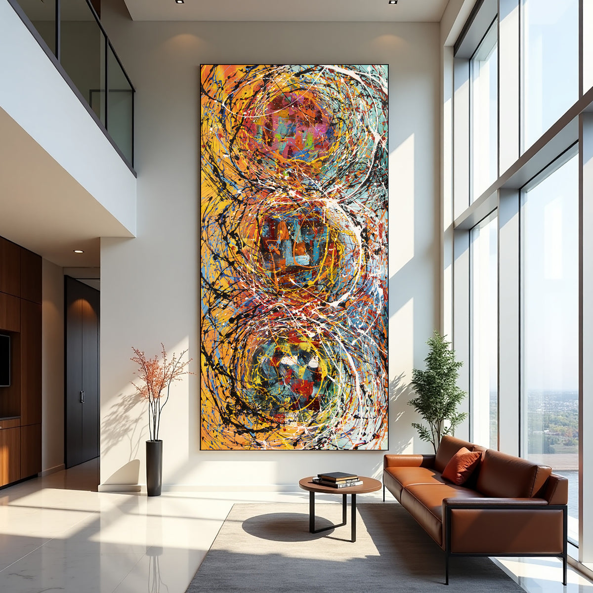 Jackson Pollock–Inspired Abstract Drip Painting on Canvas – Hand Painted Modern Wall Art