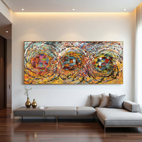 Jackson Pollock–Inspired Abstract Drip Painting on Canvas – Hand Painted Modern Wall Art
