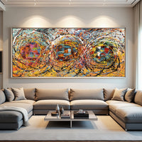 Jackson Pollock–Inspired Abstract Drip Painting on Canvas – Hand Painted Modern Wall Art