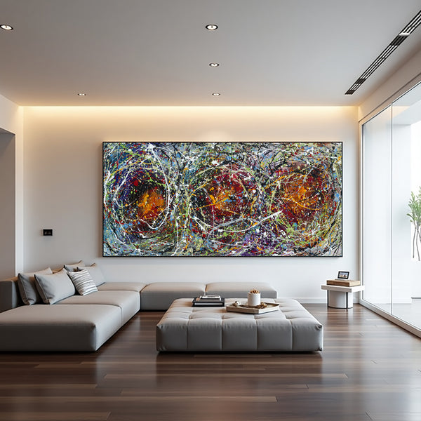 Original Abstract Wall Art Painting modern fine art Home Decor Jackson Pollock Style on Canvas - Luxurious Strings 27