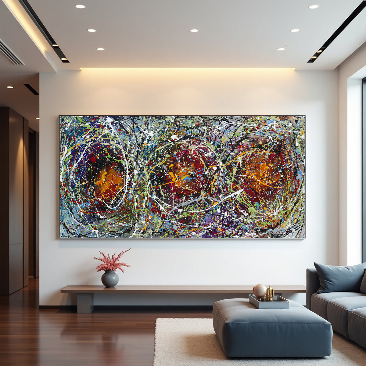 Original Abstract Wall Art Painting modern fine art Home Decor Jackson Pollock Style on Canvas - Luxurious Strings 27