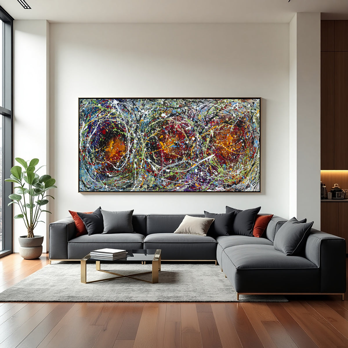 Original Abstract Wall Art Painting modern fine art Home Decor Jackson Pollock Style on Canvas - Luxurious Strings 27