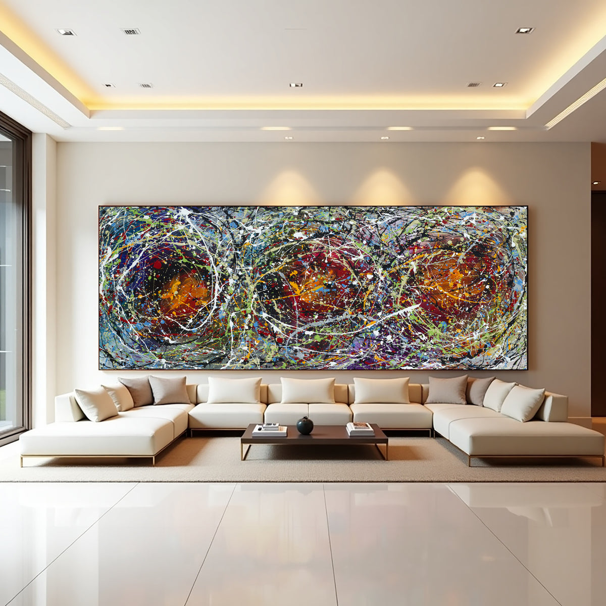 Original Abstract Wall Art Painting modern fine art Home Decor Jackson Pollock Style on Canvas - Luxurious Strings 27