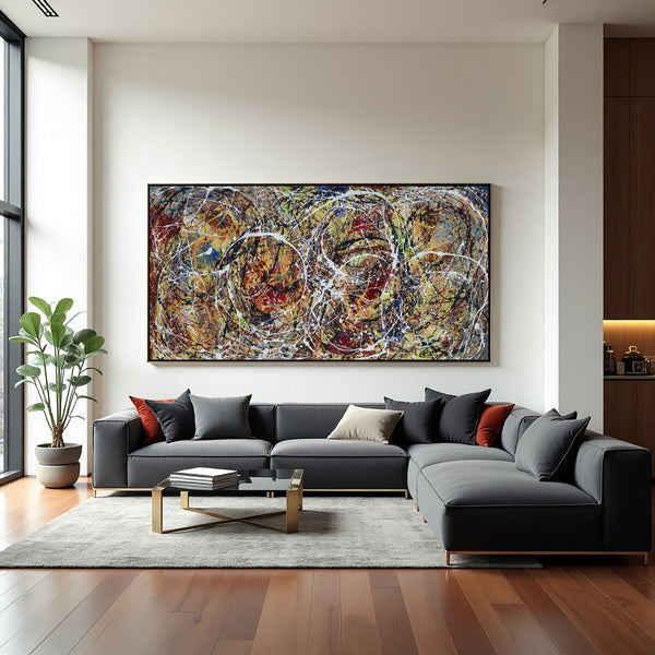 Original Abstract Wall Art Painting modern fine art Home Decor Jackson Pollock Style on Canvas - Luxurious Strings 19