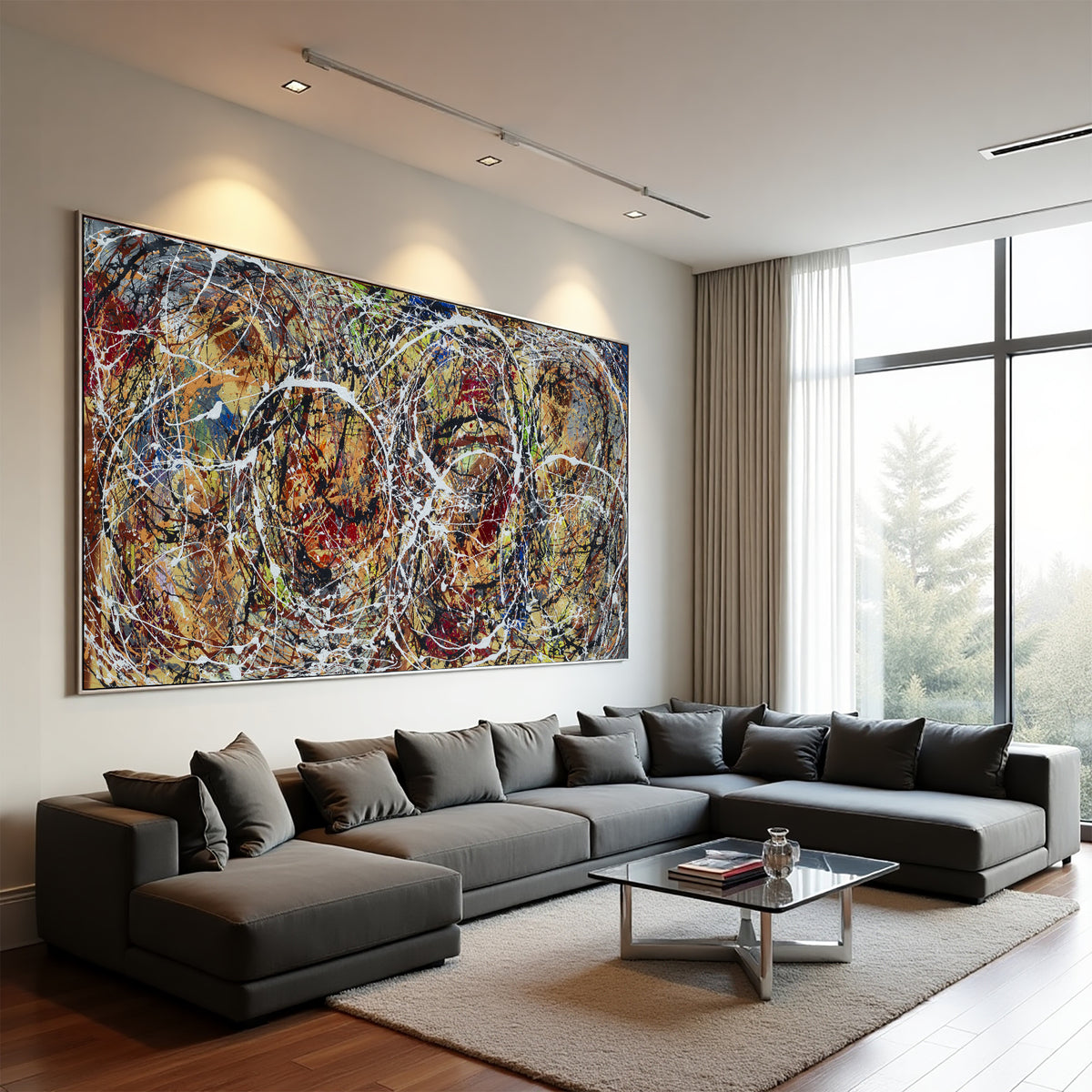 Original Abstract Wall Art Painting modern fine art Home Decor Jackson Pollock Style on Canvas - Luxurious Strings 19