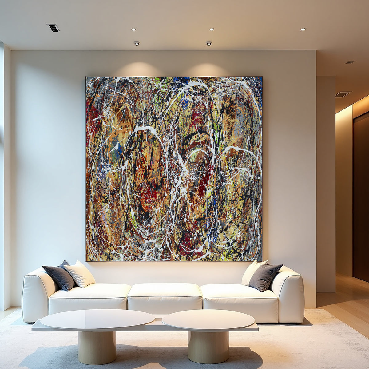 Original Abstract Wall Art Painting modern fine art Home Decor Jackson Pollock Style on Canvas - Luxurious Strings 19