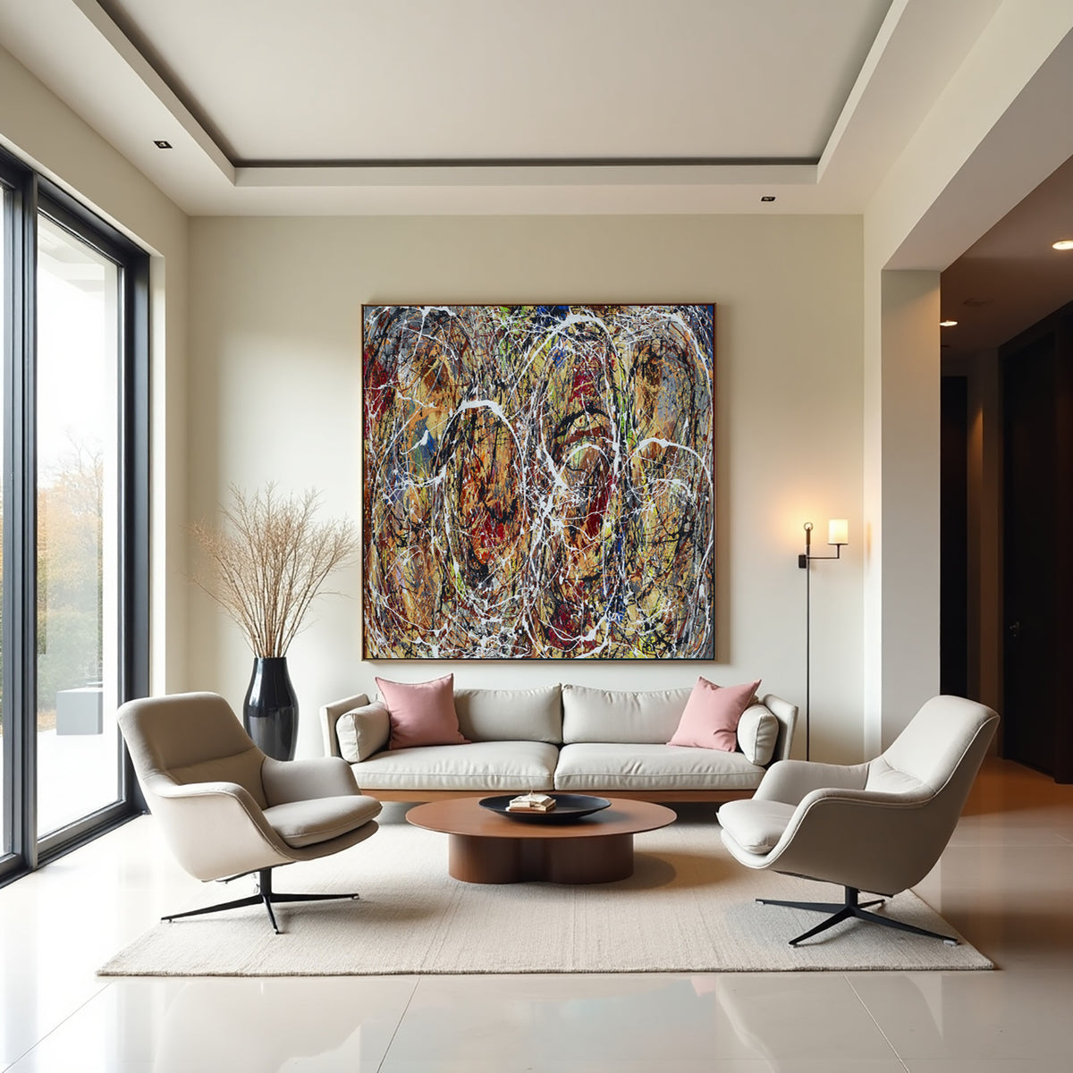 Original Abstract Wall Art Painting modern fine art Home Decor Jackson Pollock Style on Canvas - Luxurious Strings 19