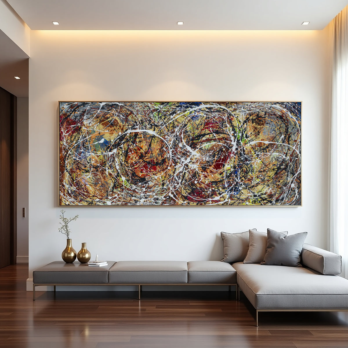Original Abstract Wall Art Painting modern fine art Home Decor Jackson Pollock Style on Canvas - Luxurious Strings 19