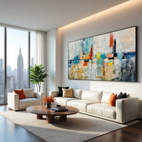 Blue Abstract Cityscape Painting