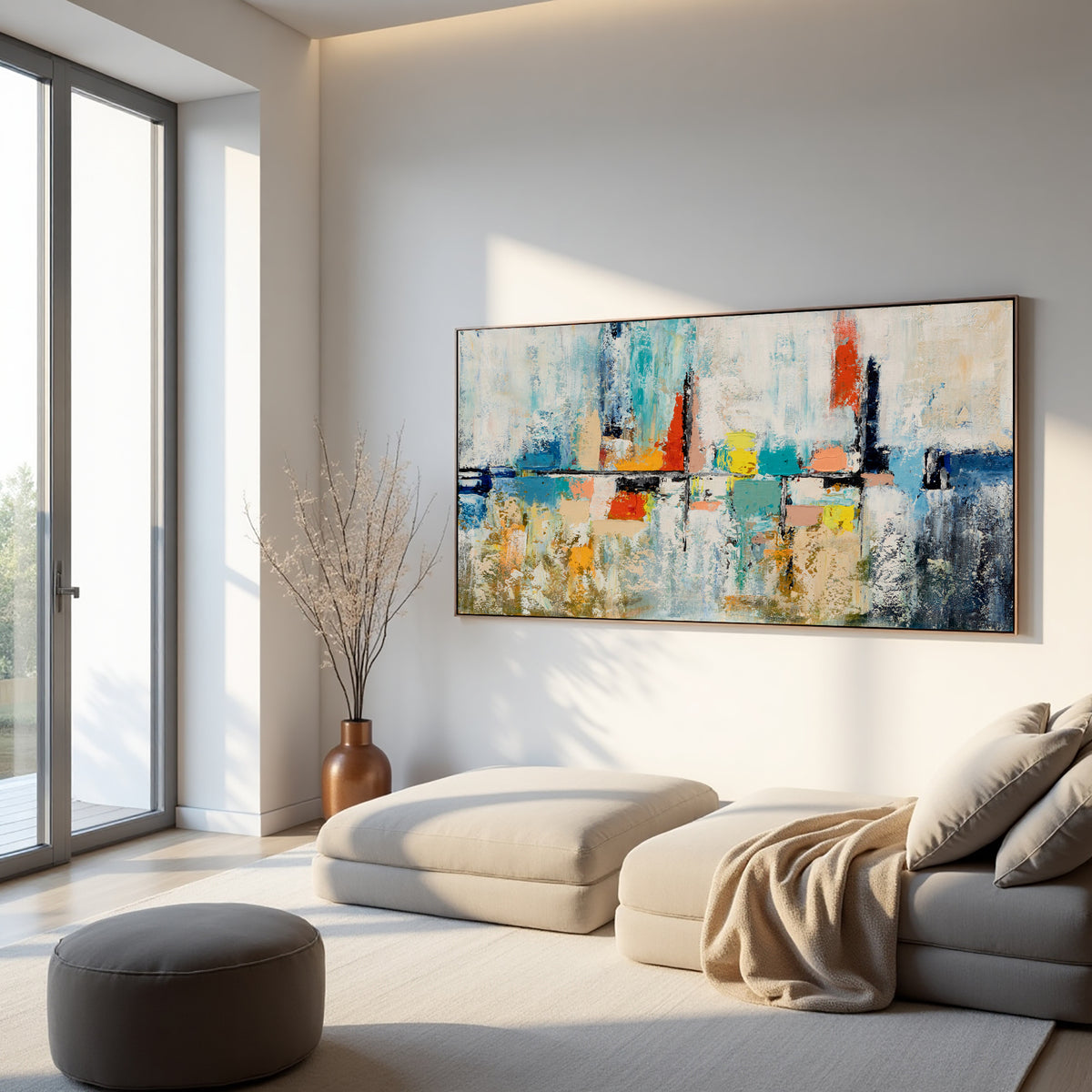 Blue Abstract Cityscape Painting
