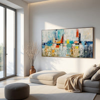 Blue Abstract Cityscape Painting