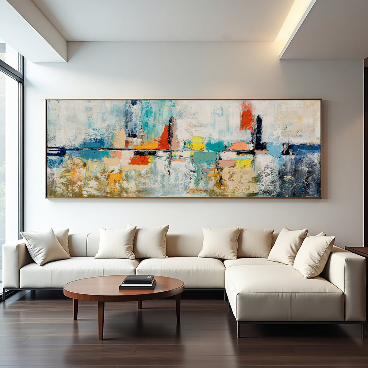 Blue Abstract Cityscape Painting
