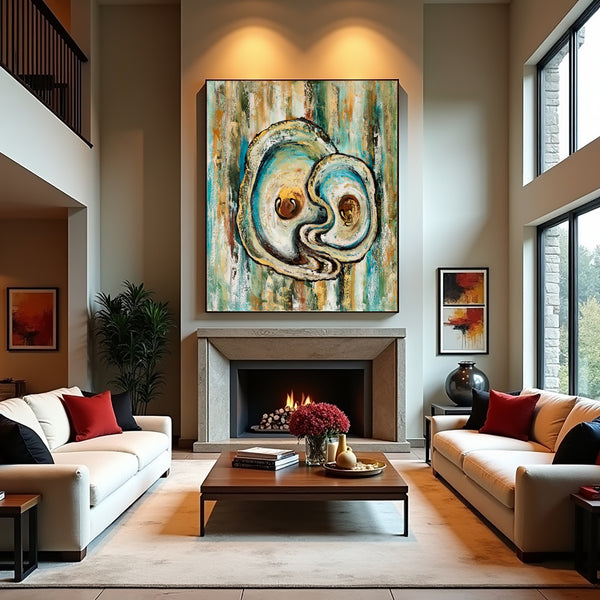 Oyster Shell Painting – Coastal Abstract Sea Life Wall Art