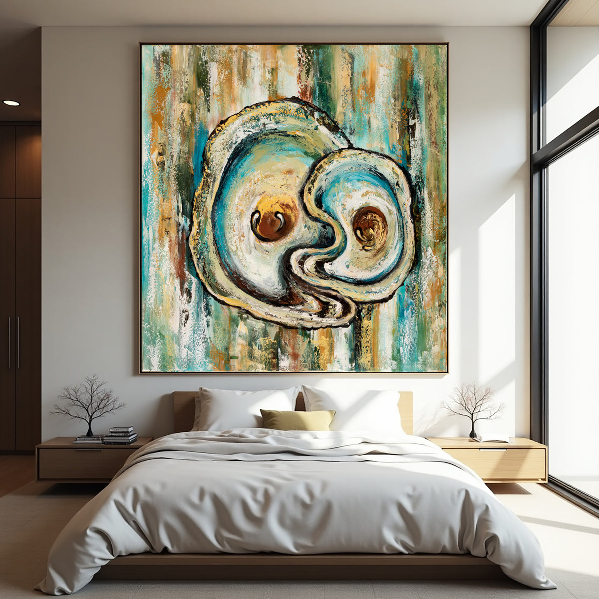 Oyster Shell Painting – Coastal Abstract Sea Life Wall Art