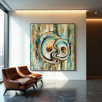 Oyster Shell Painting – Coastal Abstract Sea Life Wall Art