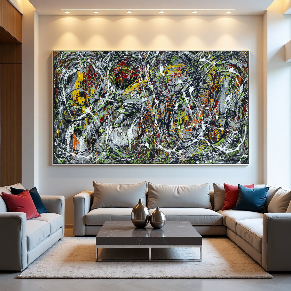 Original Abstract Wall Art Painting modern fine art Home Decor Jackson Pollock Style on Canvas - Luxurious Strings 17