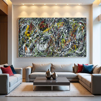 Original Abstract Wall Art Painting modern fine art Home Decor Jackson Pollock Style on Canvas - Luxurious Strings 17