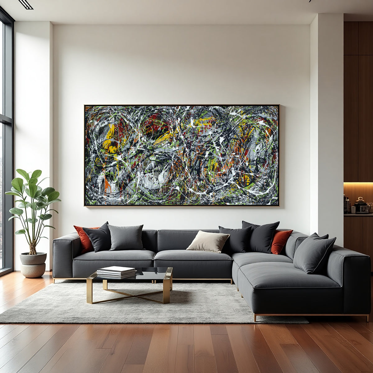 Original Abstract Wall Art Painting modern fine art Home Decor Jackson Pollock Style on Canvas - Luxurious Strings 25