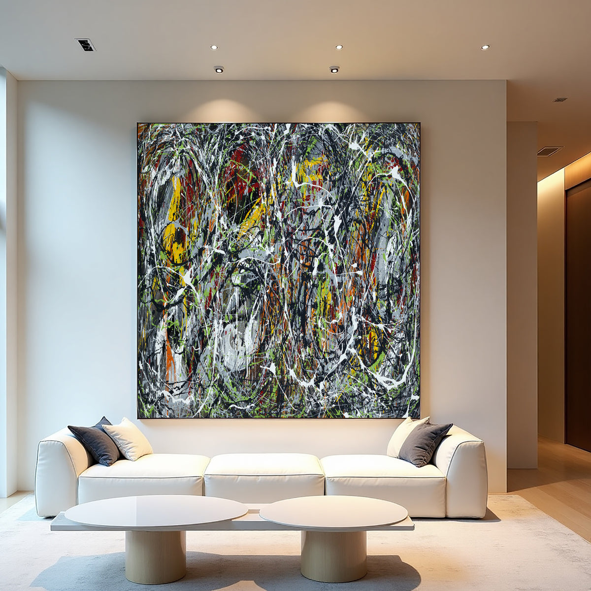 Original Abstract Wall Art Painting modern fine art Home Decor Jackson Pollock Style on Canvas - Luxurious Strings 17